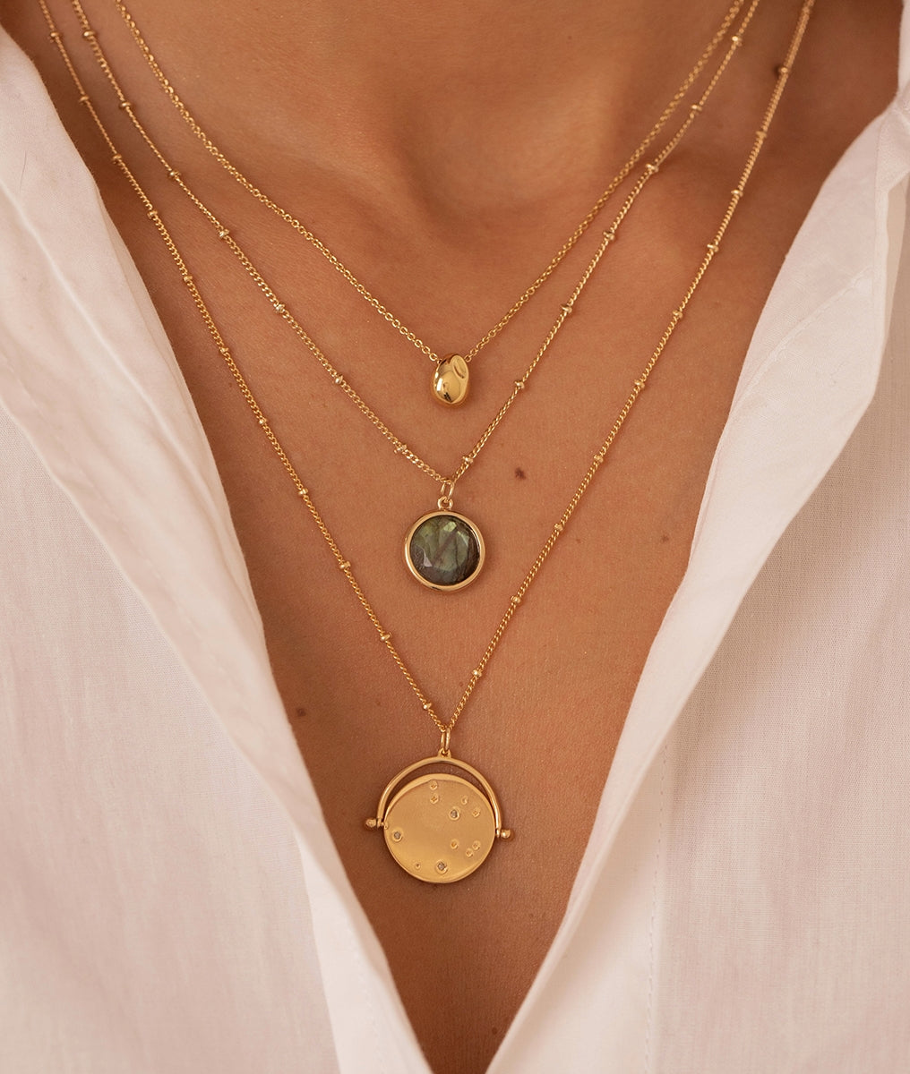 Trio Céleste goutte et Labradorite Plaqué or - 1